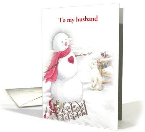 same sex husband christmas snowman with heart card 1357352