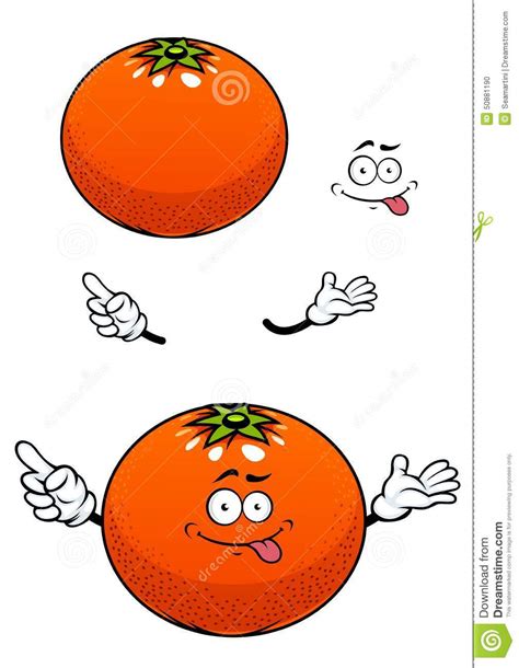 orange fruit with glossy peel cartoon character stock