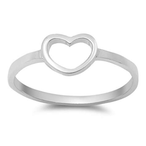Sac Silver Heart Womens Girls Promise Ring New 925 Sterling Silver