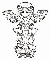 Totem Pole Coloring Pages Poles American Native Drawing Easy Craft Drawings Printable Template Totems Tattoo Wolf Animal Color Symbols Tiki sketch template