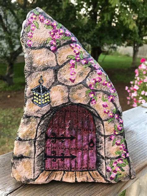 painted rock fairy door  eve coleman painted garden rocks painted