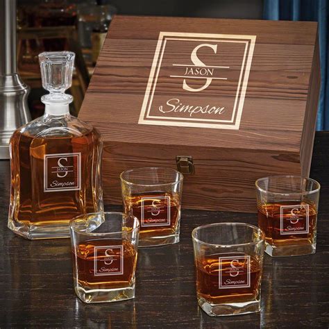 oakhill custom argos decanter whiskey gift set  men  square