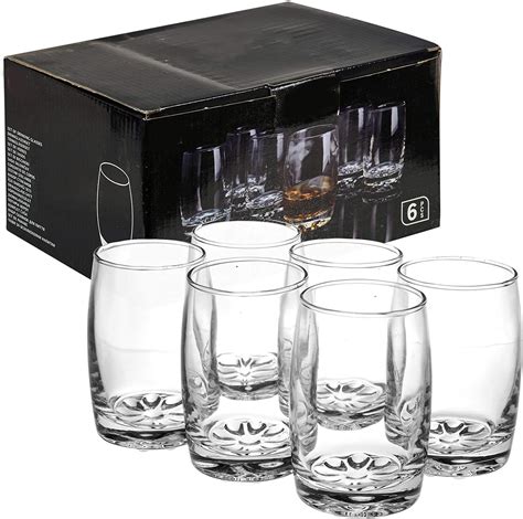 6 Pcs 250ml Drinking Tumblers Glasses Cups Set With Thick Bases For