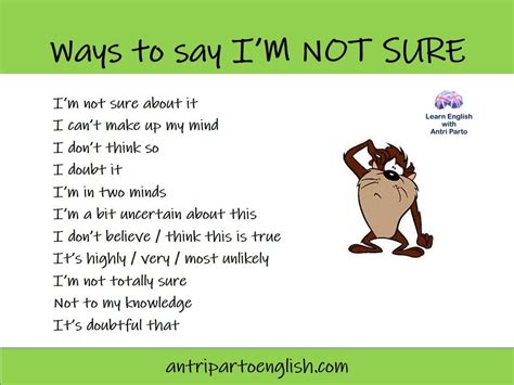 Ways To Say I M Not Sure Learnenglish English Grammar Tenses Learn