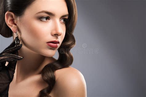 Beautiful Classy Woman On Grey Background Stock Image Image Of Girl
