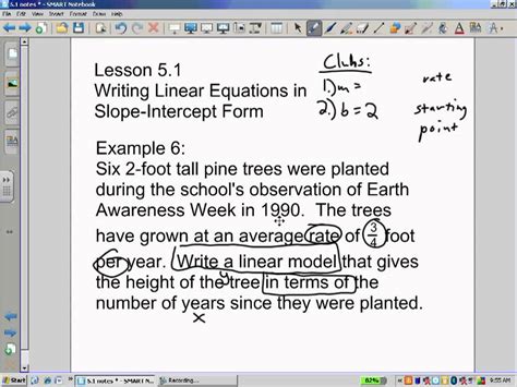 slope intercept word problems youtube