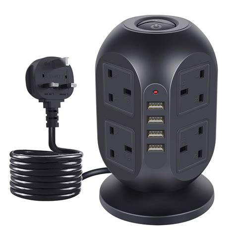 buy tower extension lead  usb eurobird vertical power strip surge