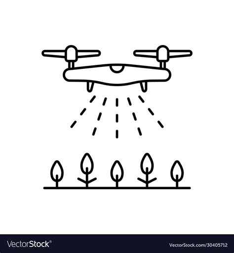 drone spraying agent  crops linear icon vector image