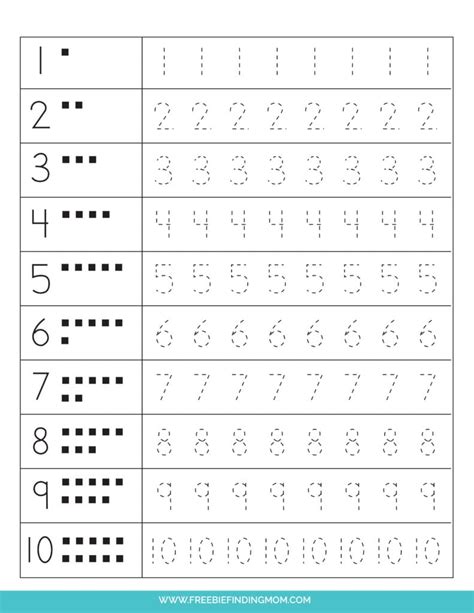 number tracing worksheets