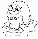 Hippo Coloring Pages Hippopotamus Kids Color Animals Cute Colouring Cartoon Print Printable Drawing Outline Animal Sheet Getdrawings sketch template