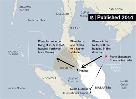 map  malaysian air flight    york times