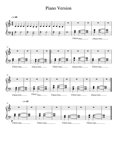 piano version christmas sheet   piano solo musescorecom