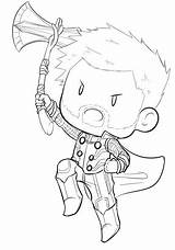 Thor Chibi Lineart sketch template