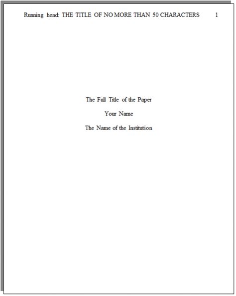 title page college  format paper  format  title page