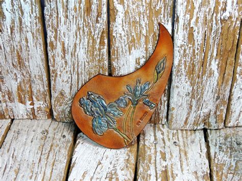 acoustic guitar pickguard hand tooled leather leather tooling ukulele acoustic guitar art