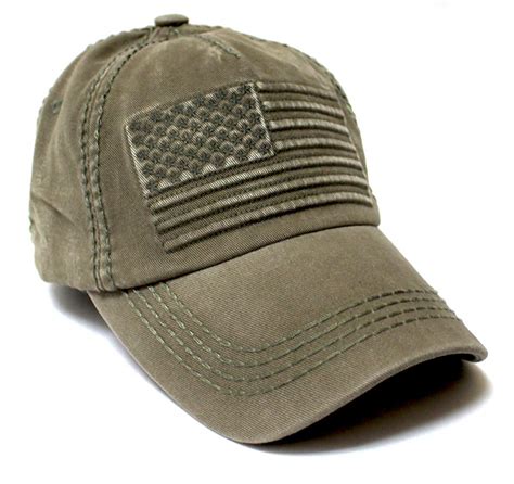 classic  profile usa vintage flag ball cap washed army olive caps  vintage