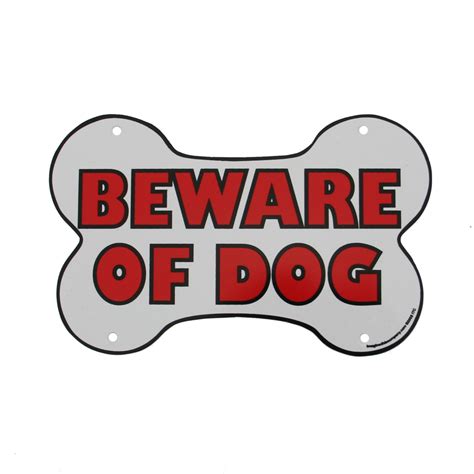 beware  dog sign bone shaped baxterboo