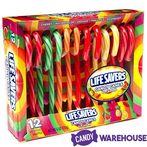 Lifesavers Candy Canes 5 Flavors 12 Piece Box Lifesaver Candy