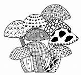 Zentangle Mushroom Doodle Mushrooms Coloring Drawing Zen Stencils Tangle Wordpress sketch template