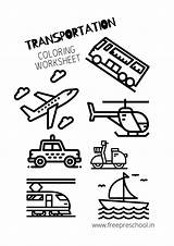 Transportation Coloring Pages Preschool Vehicles Bus Car Kids Book Worksheets sketch template