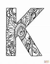 Letter Coloring Zentangle Pages Printable Alphabet Letters Supercoloring Adults Kids Drawing Print Adult Through Version Choose Board Categories sketch template