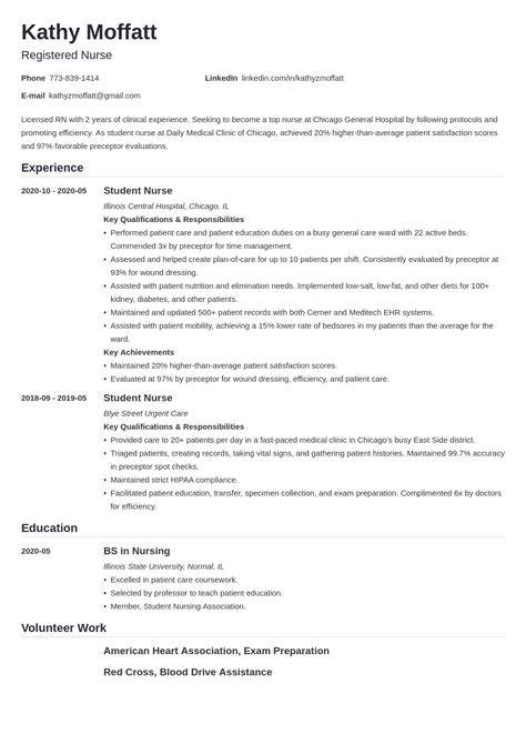 registered nurse nursing resume examples resume template