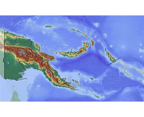 Physical Map Of Papua New Guinea Papua New Guinea