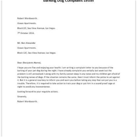 complaint letter  neighbour  barking dog writelettercom