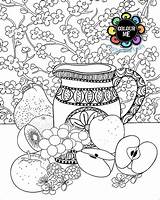 Still Life Adult Colouring Printable Coloring Pages Jug Books Flowers Etsy Fruit Background sketch template