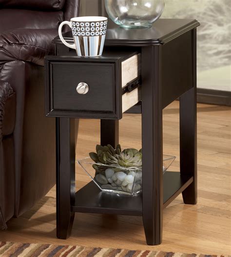 dark brown contemporary carlyle chairside  table  signature design