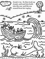 Jonah Whale Coloring Pages Story Printable Bible Print Boat Thrown Color Off Children Sunday School Church Nineveh Excellent Popular Being sketch template
