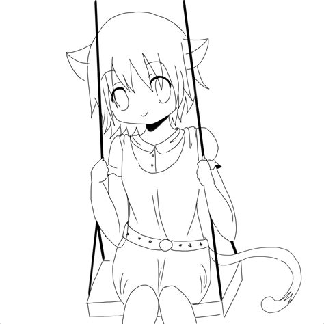 cute anime cat girl coloring page coloringbay