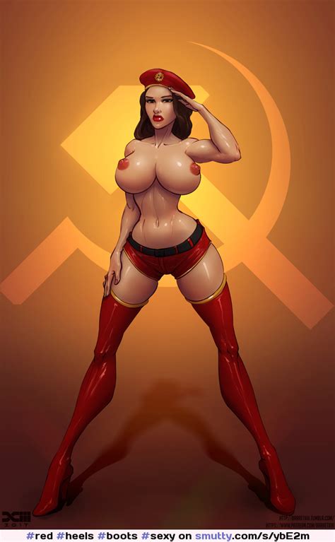 red heels boots sexy hot babe anime manga hentai hat tits boobs latex