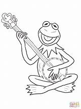 Kermit Coloring Frog Pages Guitar Playing Drawing Muppet Printable Show Acoustic Electric Standing Colouring Color Sheets Drawings Piggy Miss Baby sketch template