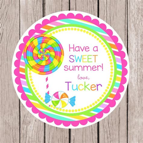 printable   sweet summer tags personalized lollipop