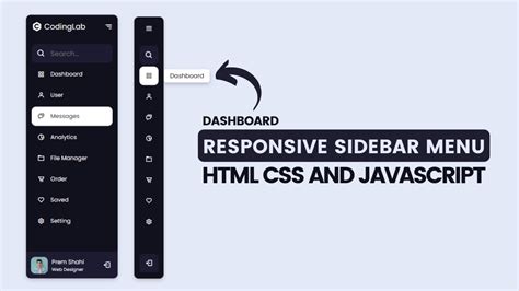 create  collapsible navigation menu  html css javascript