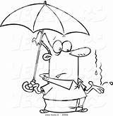 Cartoon Man Outline Raindrops Coloring Catching Vector Hand His Umbrella Leishman Ron Royalty sketch template