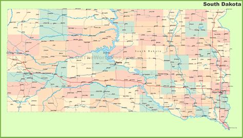 road map  south dakota  cities