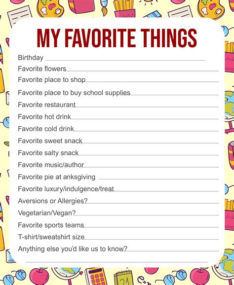 My Favorite Things Printable Book