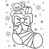 Christmas Stocking Coloring Pages Stockings Bear Teddy Color Little Stary Night Printable Print Netart Getdrawings sketch template