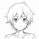 Anime Boy Easy Drawing Draw Getdrawings sketch template