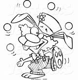 Clown Cartoon Juggling Bunny Coloring Outline Talented Vector Drawing Leishman Ron Royalty Getdrawings sketch template