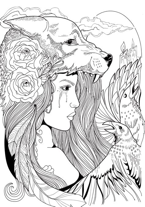 printable wolf coloring pages  adults shoppingmili