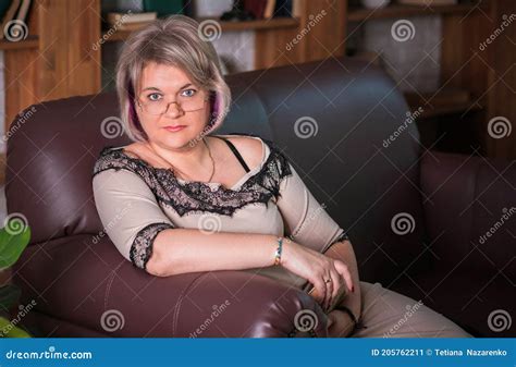 Nice Chubby Lady Portrait Modern Woman Lifestyle Stock Image Image
