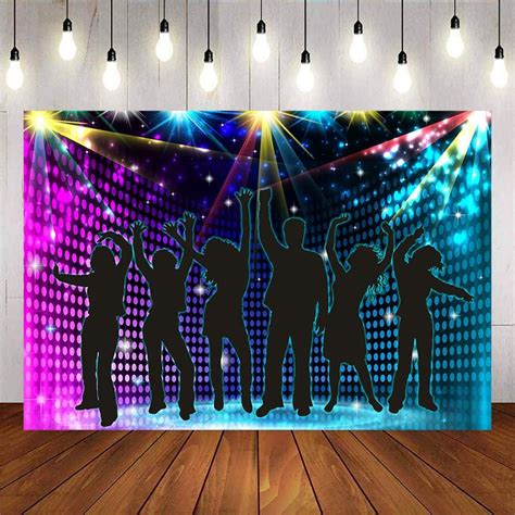 mocsicka neon adults scene setters party backdrop disco dancers shiny