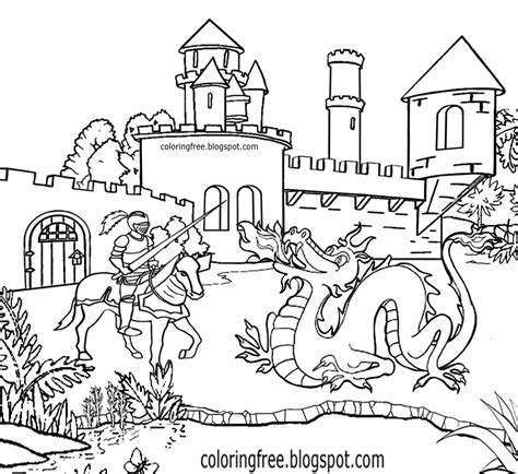 knight fighting dragon drawing  paintingvalleycom explore