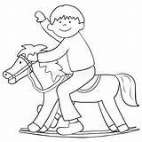 Coloring Book Horse Vector Boy Rocking Child Illustration Icon Stock Kid Recreation Playground Park sketch template