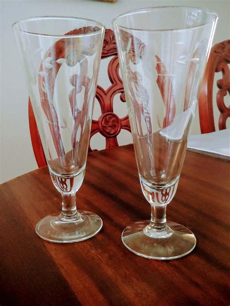 Princess House Glassware Pilsner Crystal Stemware Set Of 2 Glasses