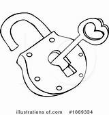 Padlock Key Clipart Door Lock Illustration Knob Coloring Pages Heart Skeleton Royalty Vector Illustrationsof Drawing Djart Printable Outlined Cox Dennis sketch template