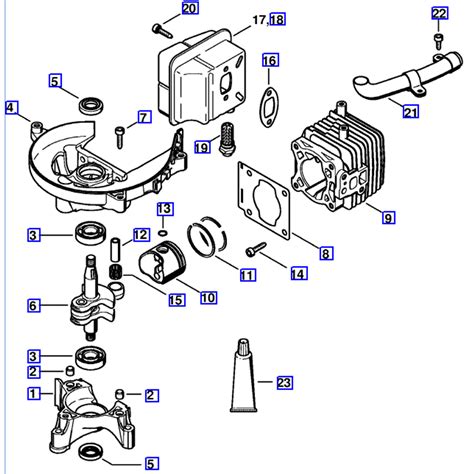 stihl hs  petrol hedgetrimmer hs parts diagram crankcase